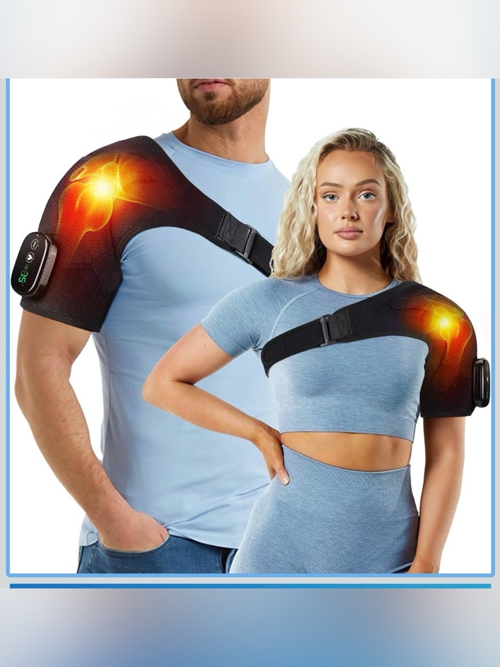 Adjustable Black Heated Shoulder Wrap with Vibration Therapy